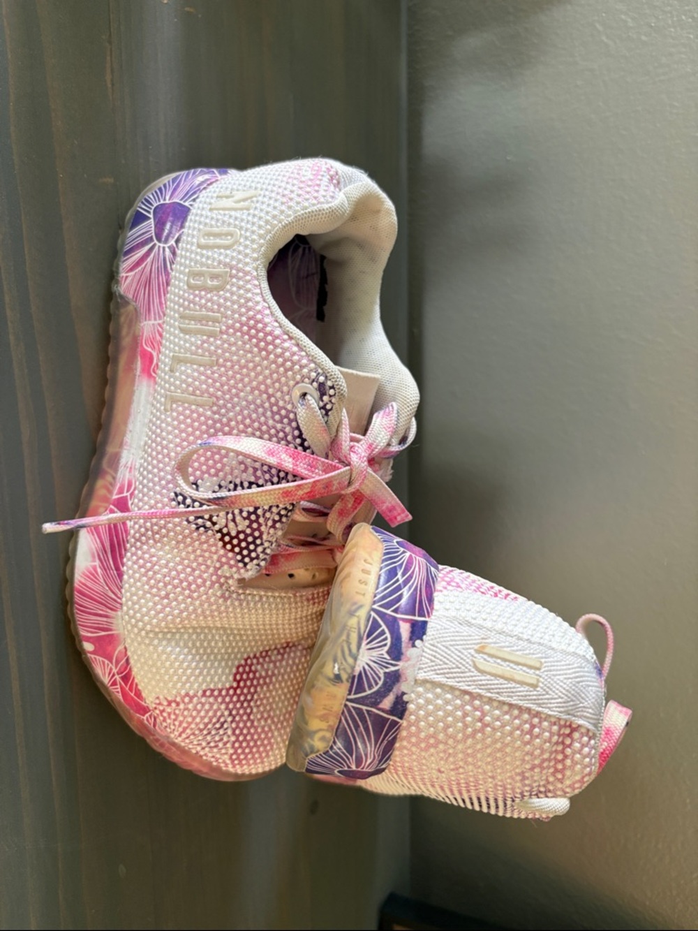 NOBULL White Pink Purple Floral Athletic Shoes - Picture 2 of 5